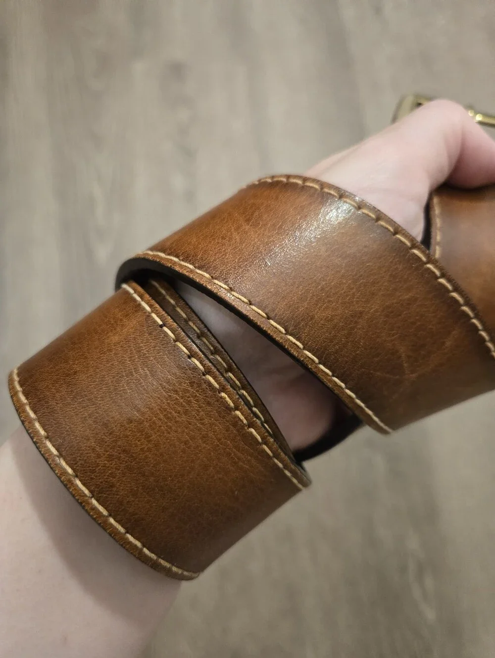 Mens Cole Haan Burnished Brown Leather Belt Grunge Rustic Size 36 Western VTG